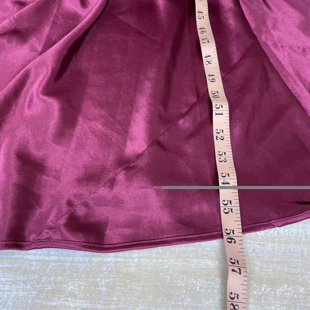 Y2K Victoria’s Secret Gold Label M Long Sexy Nightgown Cranberry Satin Lace Slit - Picture 11 of 11